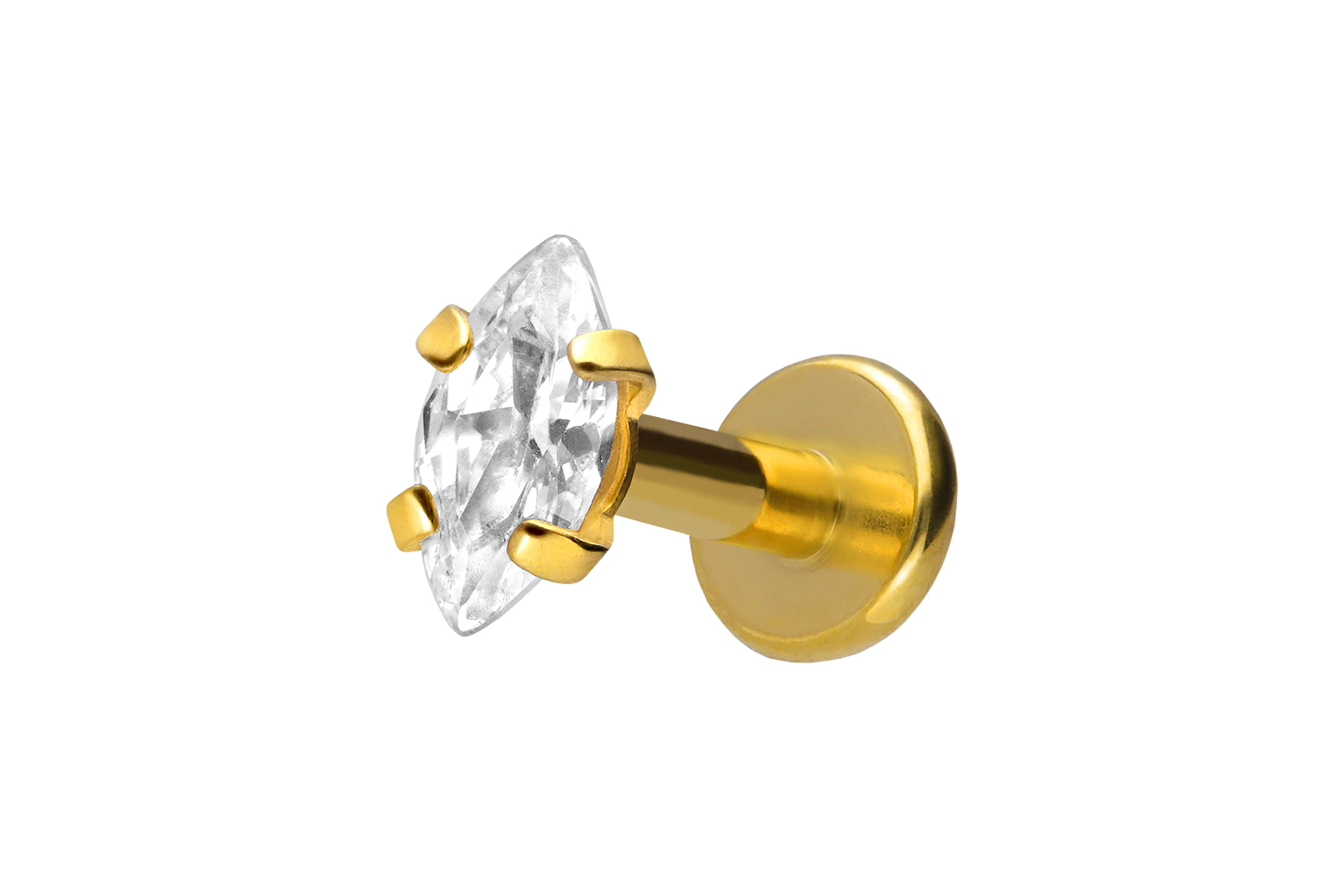 Titan Labret Piercing mit Innengewinde EINGEFASSTER KRISTALLTROPFEN